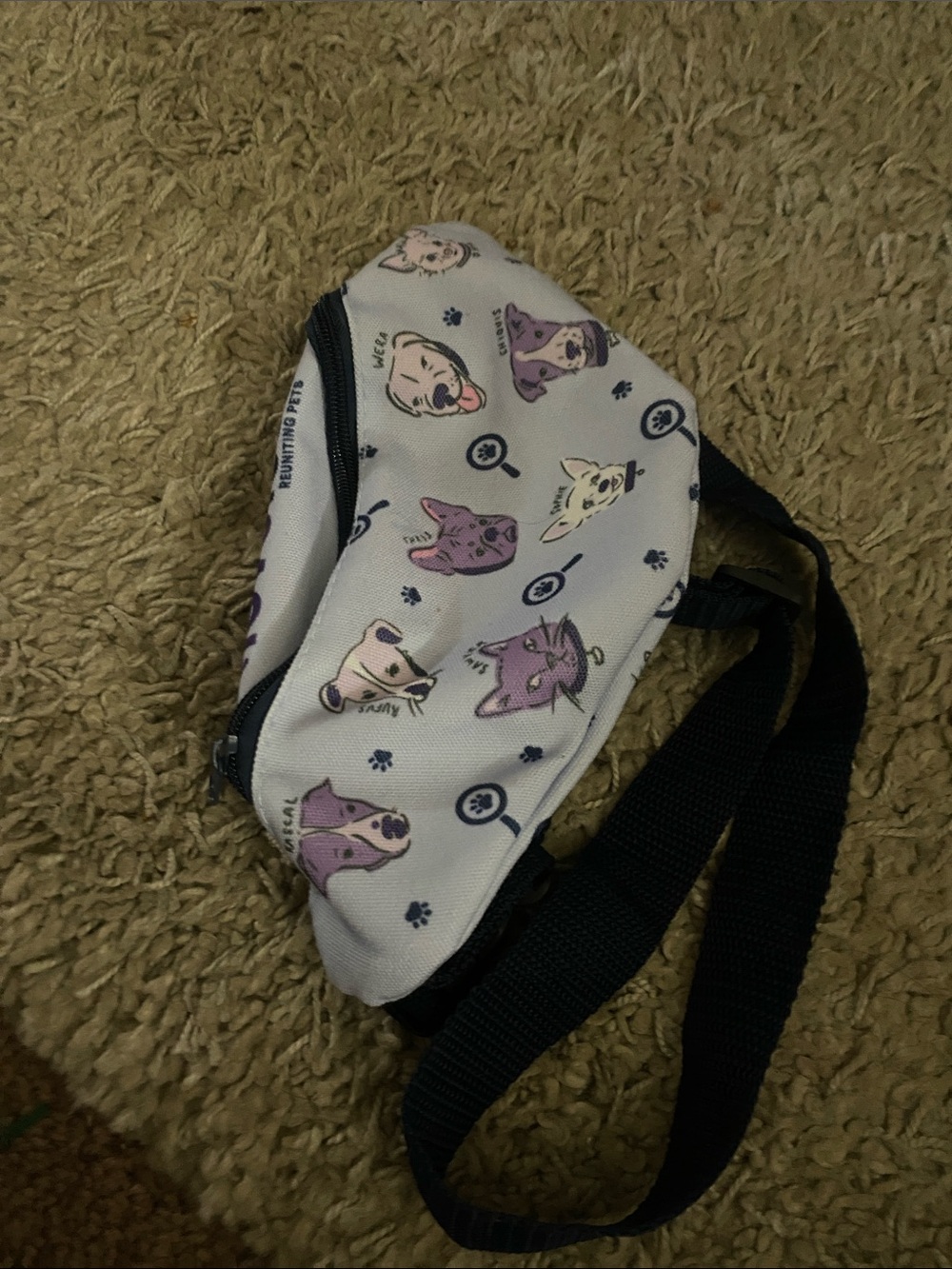 Purple Paw Print Dog-Pattern Pet Waist Bag - Small Pets Accessory